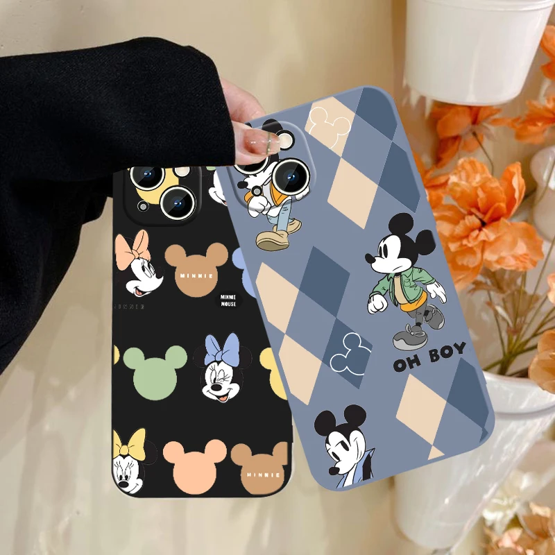 

Disney handsome Mickey Phone Case For iPhone 6 6S 7 8 plus X XR XS 11 12 13 14 pro MAX 12 13 mini Liquid Rope Funda Cover Soft