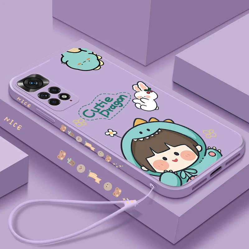 redmi note 10 pro 10s 10t cover cute girl strap tpu phone case for redmi note 11 9 9s 8 8t 9t 7 pro 11t poco x3 9c 9a mi 11 lite free global shipping