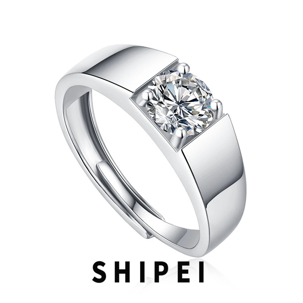 

Мужские Регулируемые кольца SHIPEI с бриллиантом 1 карат D, бриллиант, драгоценный камень, ювелирные изделия, обручальное кольцо, серебро 100% пробы, Подарок на годовщину