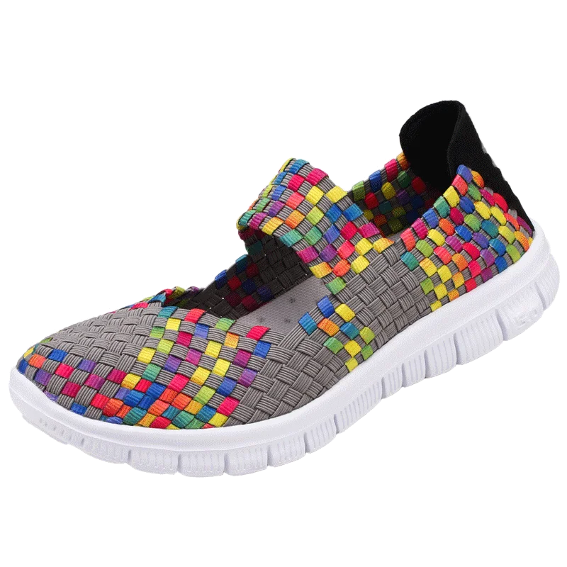 

Summer Women's Breathable Walking Running Sport Women Woven Shoes Anti Slip Handmade Weave Light Flats Mother Gift Shoe Big Size