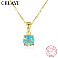 celayi s925 silver necklace for women inlaid opal opal pendant european and american fashion simple cross chain neck accessories