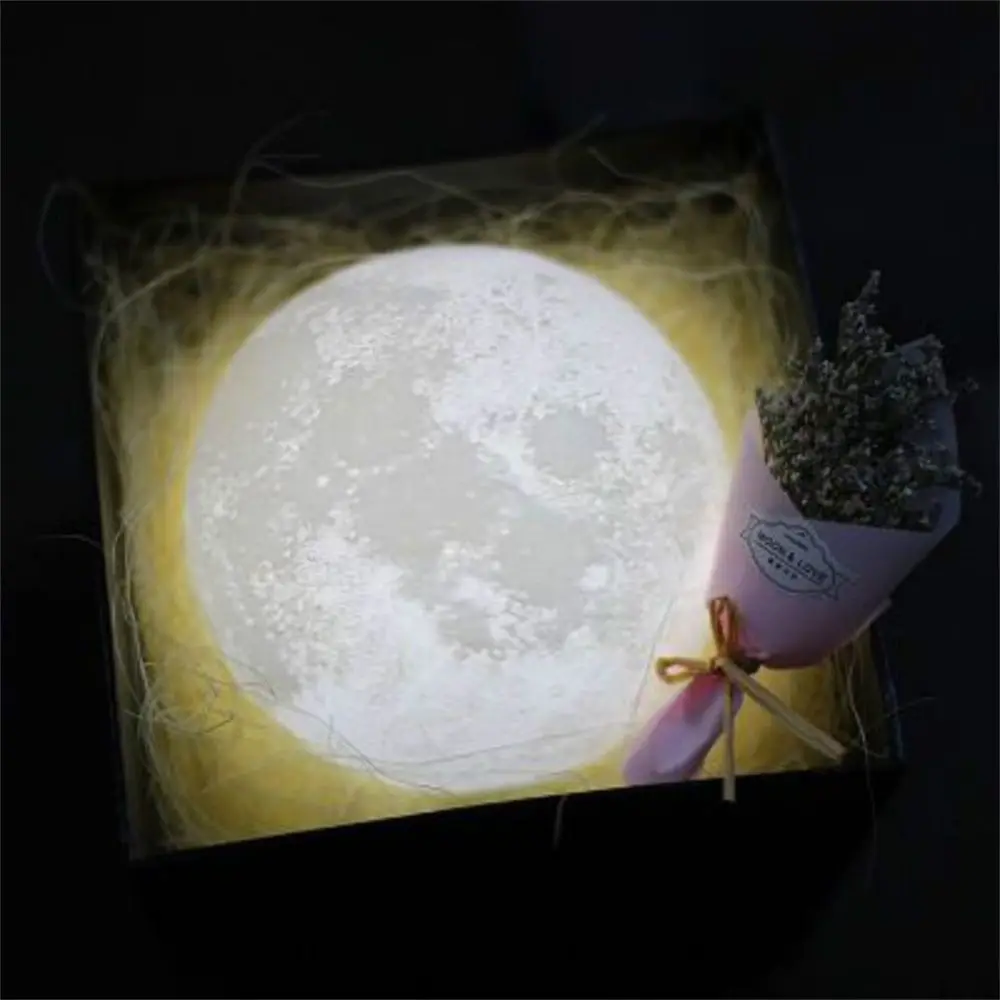 Led Moon Light Night light 3D Printing Rechargeable Night Light with Stand 3/7 Color-Changing Light Children's Christmas GiFt