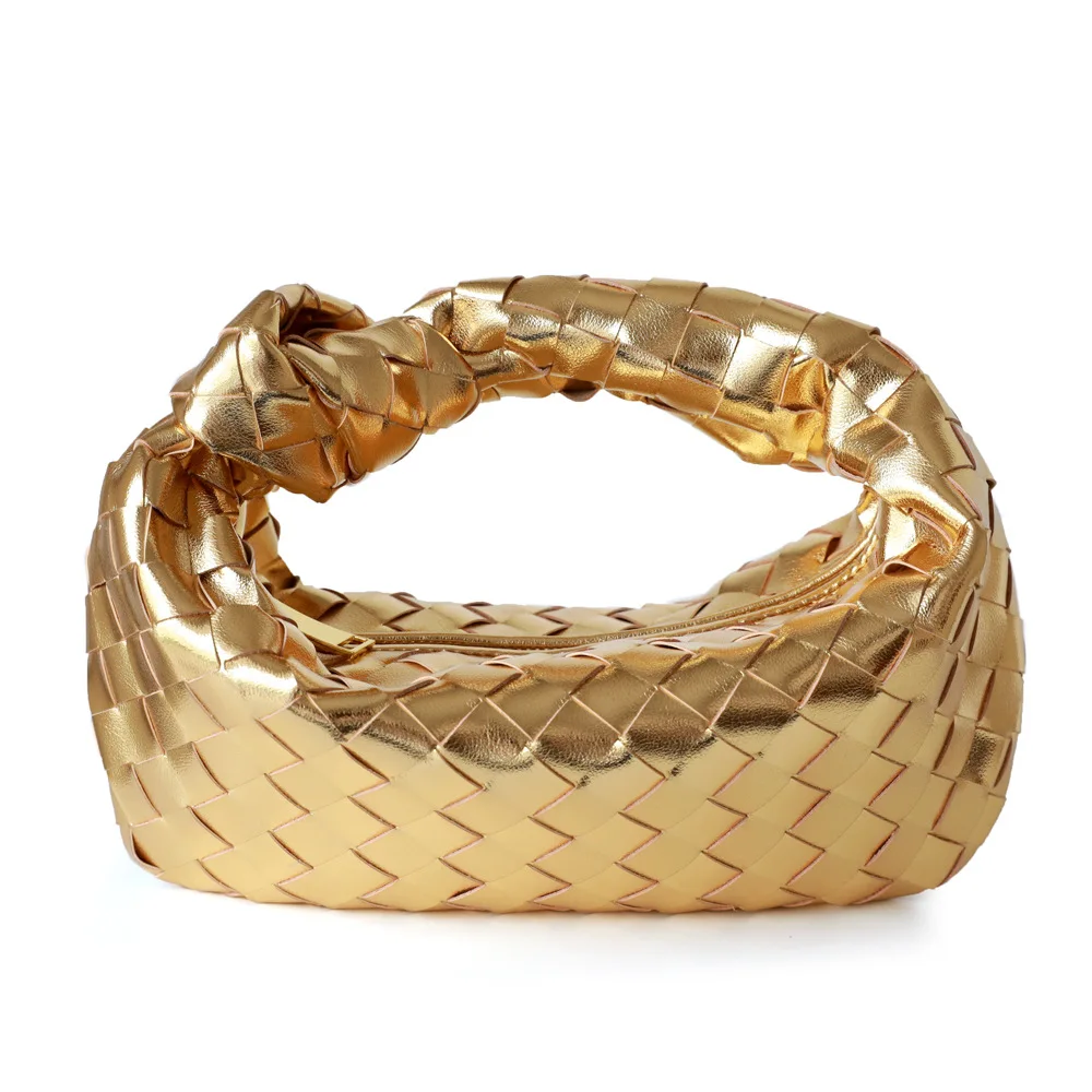 

Fashion Designer Handmade Weave Pattern Hobo Bags Gold Silver 100% Real Leather Women Handbag Lambskin Soft Underarm Bag