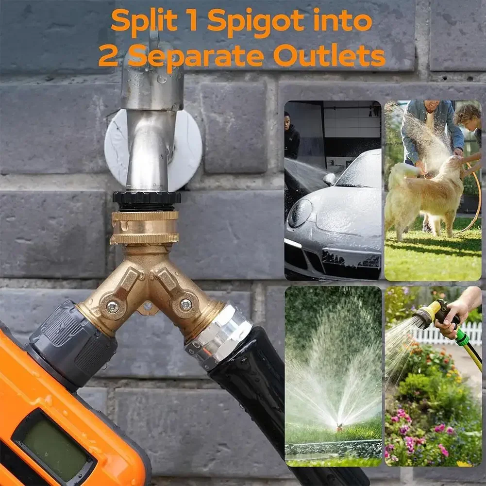 3/4 дюйма 2-ходовой латунный разветвитель садового шланга Y-образный разъем для