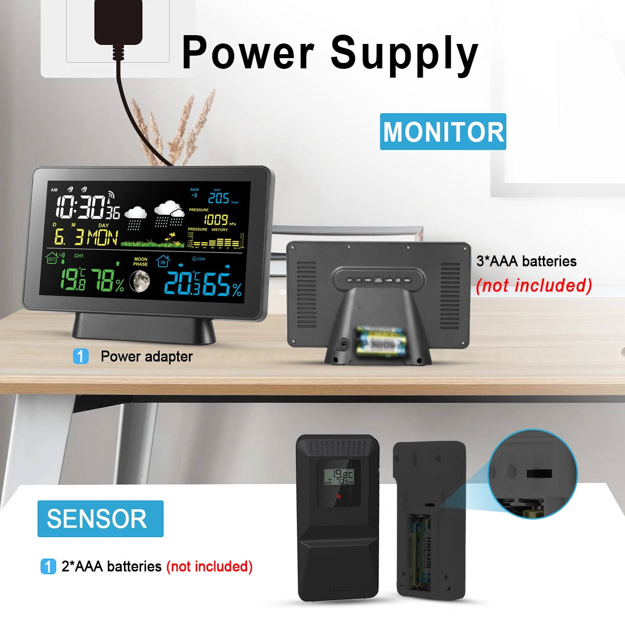 Метеостанция 7-в-1 с уличным датчиком и дождя