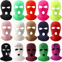 3 holes unisex balaclava mask hat full face mask black knitted ski snowboard hat cap winter hip hop multiple colour beanie