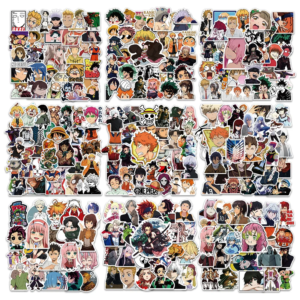 

300pcs Anime luffy Demon Slayer Attack on Titan My Hero Academia Stickers Kuromi Cute Sticker Pack Toys for Laptop Skin Kawaii