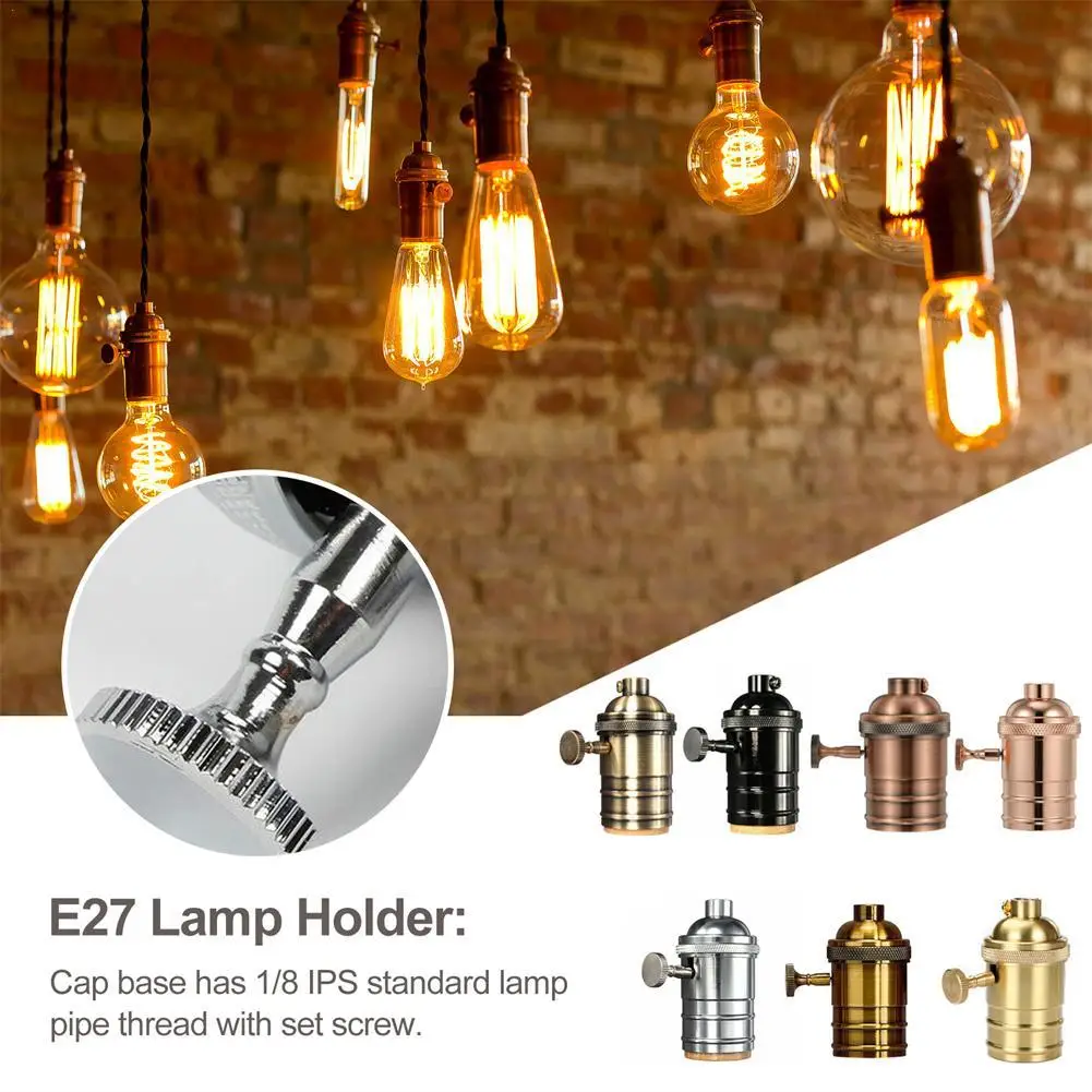

Vintage Lampholder E26/E27 Lamp Holder Metal Chain Industrial Lamp Base Vintage Lighting Screw Socket Antique Brass Lamp Holder