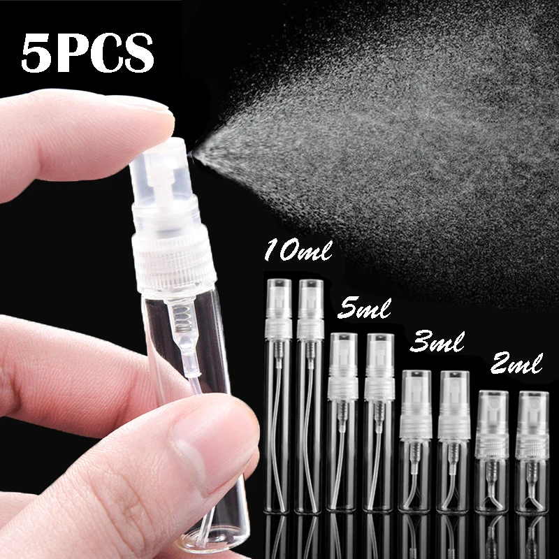 

5 шт., прозрачные пластиковые мини-бутылочки с пульверизатором