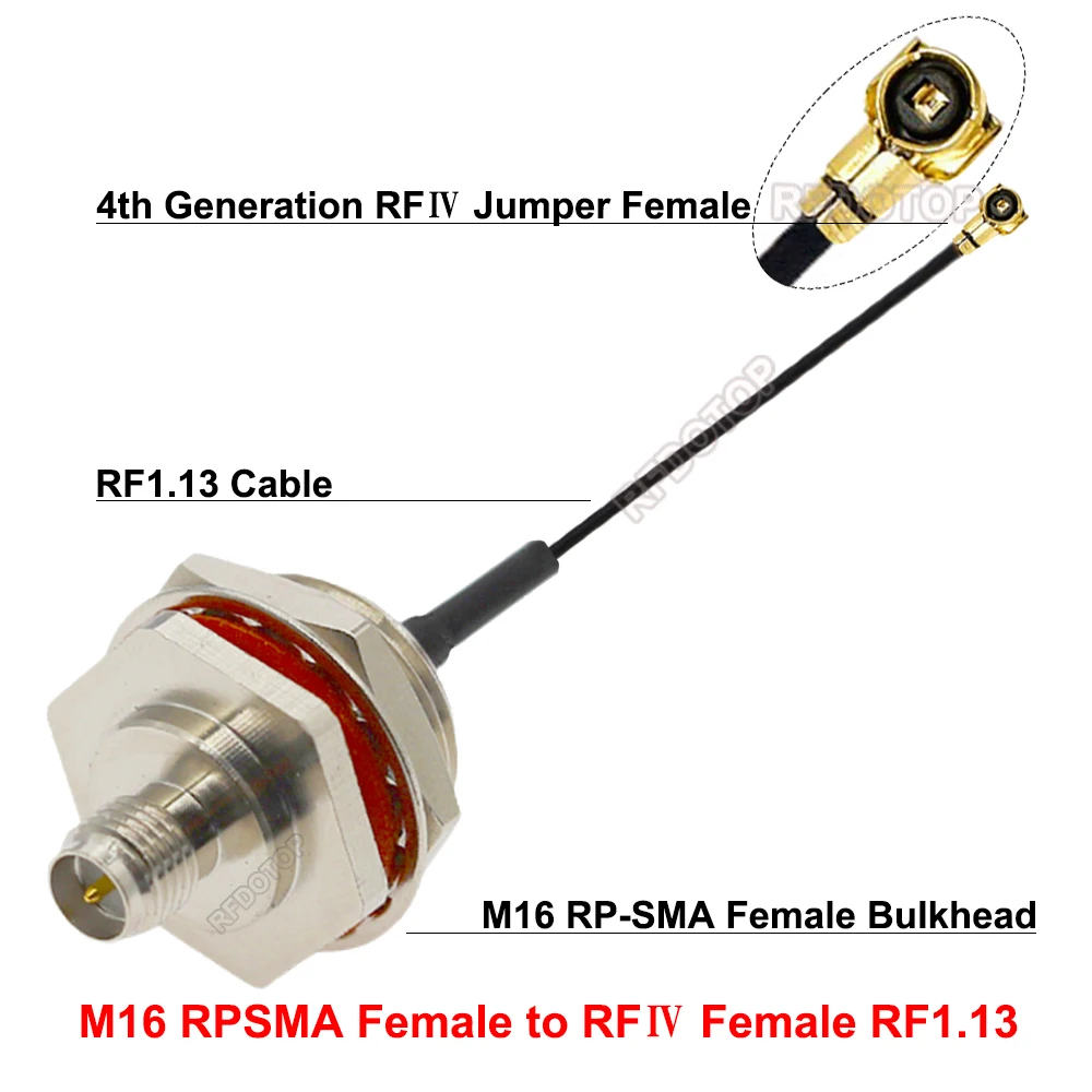 

RFⅠ RFⅣ перемычка, водонепроницаемая гайка M16, перегородка SMA/RPSMA мама для uFL/IPX1/MHF-4 Женская rfΦ 1,13/Φ 1,37/RG178, удлинитель кабеля