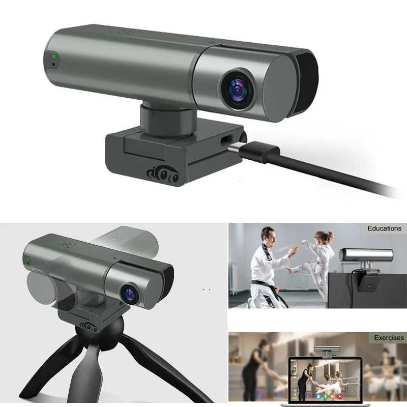 AICOCO Smart Live Streamcam Gesture Control AI Face Recognition 2K HD Web Camera USB Computer Camera for Zoom/Skype/Facebook