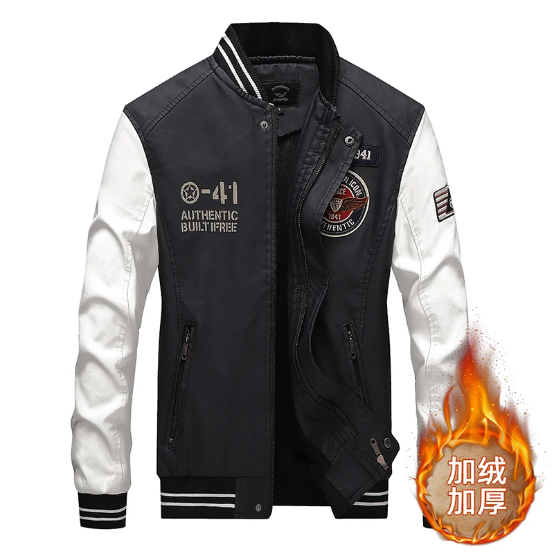 

Men's Leather Jacket, Plush And Thickened Pilot Jacket, Autumn/Winter Baseball Collar, Motorcycle Jacket, Available In Four Colo