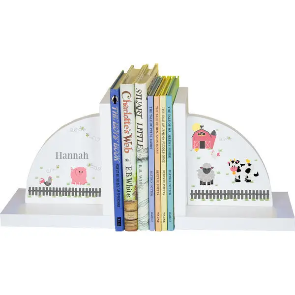 

Персонализированные детские подставки для книг Barnyard Pastel