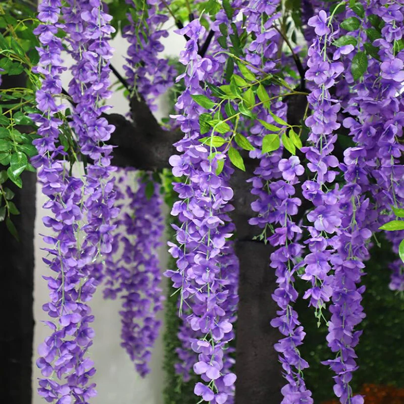 

1PCS Wisteria Artificial Flowers Hanging Garland Vine Rattan Fake Flower String Silk Flowers for Home Garden Wedding Decoration