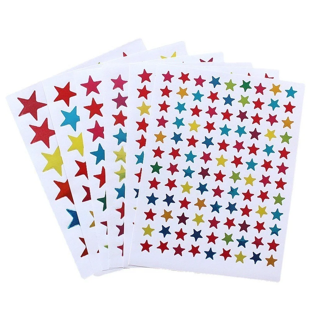 

10Sheets Star Stationery Stickers for Kids DIY Notebook Diary Decoration Gold-Plated Award Glitter Stickers Praise Label Sticker