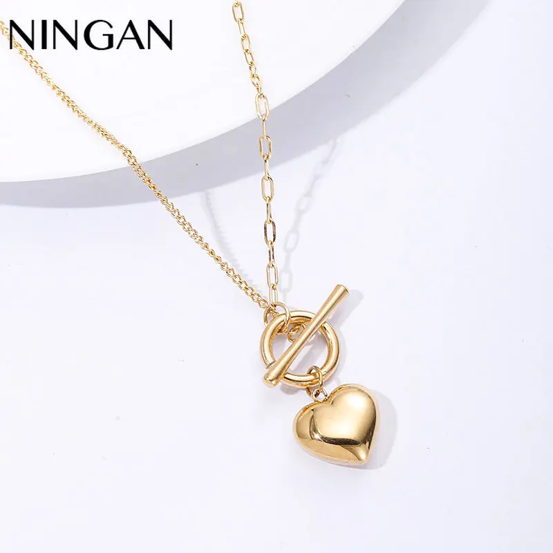 Ожерелье NINGAN с подвеской в виде сердца для женщин Чокеры золотого цвета 2022 Модная