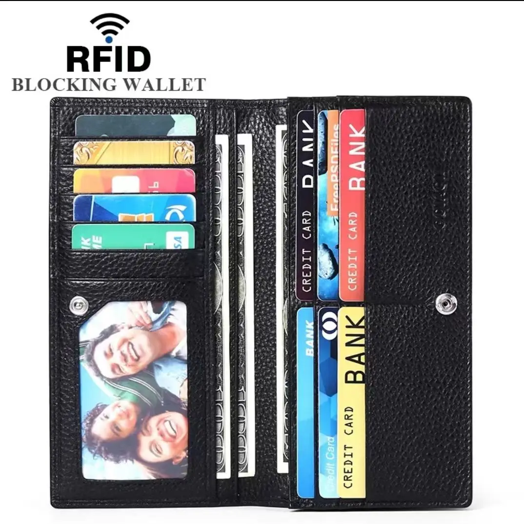 New Ultrathin European And American Fashion Genuine Leather Shopping Travel Men's and Women's Long Wallet Card Bag USD Clip