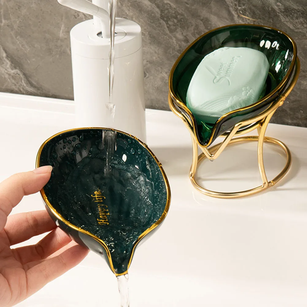 

Luxury Ceramics Leaf Shape Soap Box Bathroom Soap Holder Dish Storage Plate Tray Bathroom Shower Supplies Bathroom Rack
