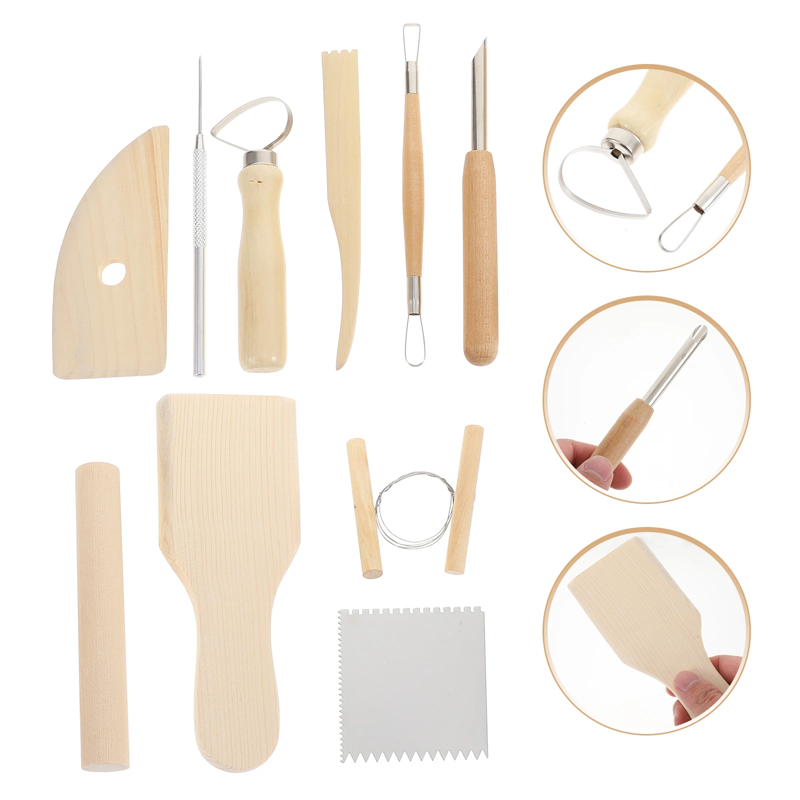 

1 Набор инструментов для скульптурирования глины, деревянная ручка, практичные инструменты для полимерной глины, инструменты для моделиров...