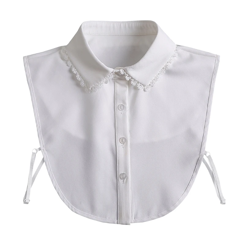 

Layering False Collar Detachable Dickey Solid Hollow Out Scalloped Floral Lace Lapel Half Shirt for Women Collared Shirt