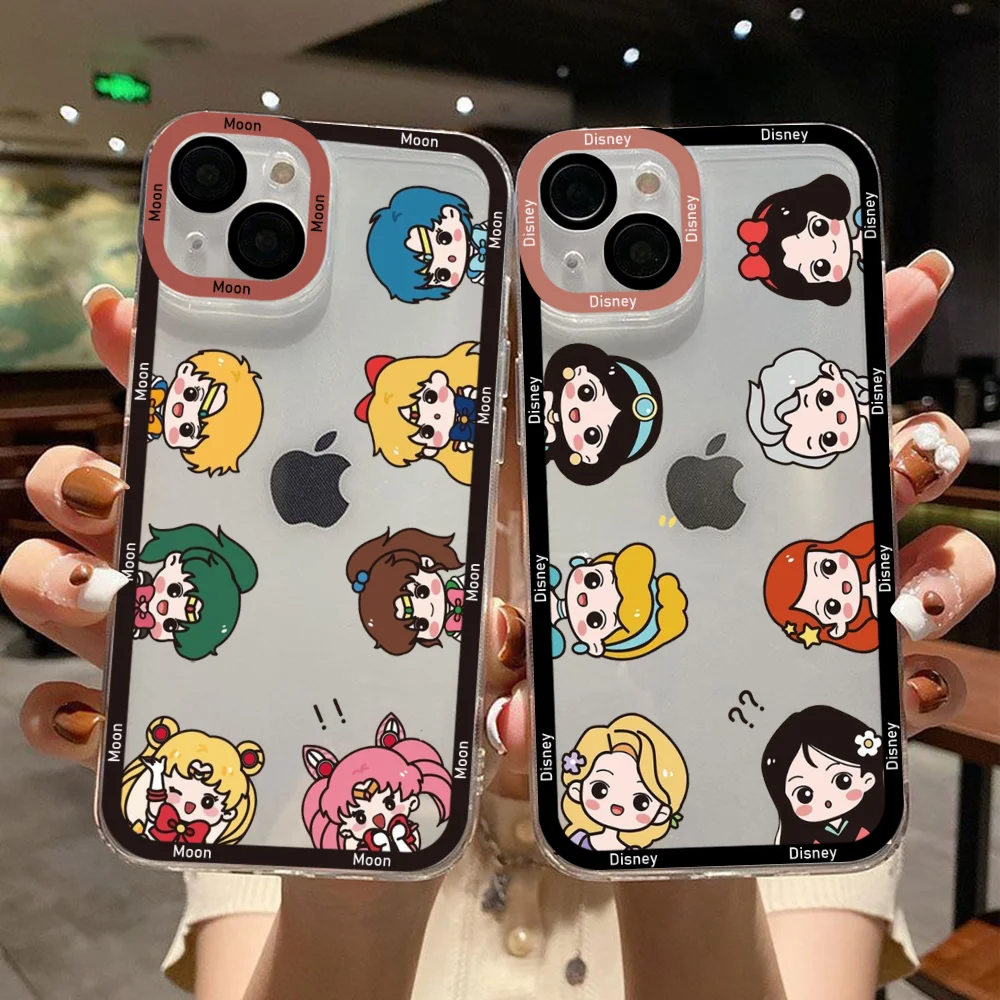 

Disney Frozen Elsa Sailors MoonsTransparent Phone Case For Xiaomi Mi 13 12 11 10 lite 11i 12S Poco M3 M4 F3 MIX 3 4 Ultra Cover