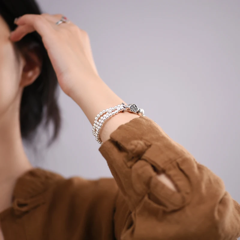 ZABRA 999 чистый серебряный богатый Броневой односторонний браслет для женщин ретро