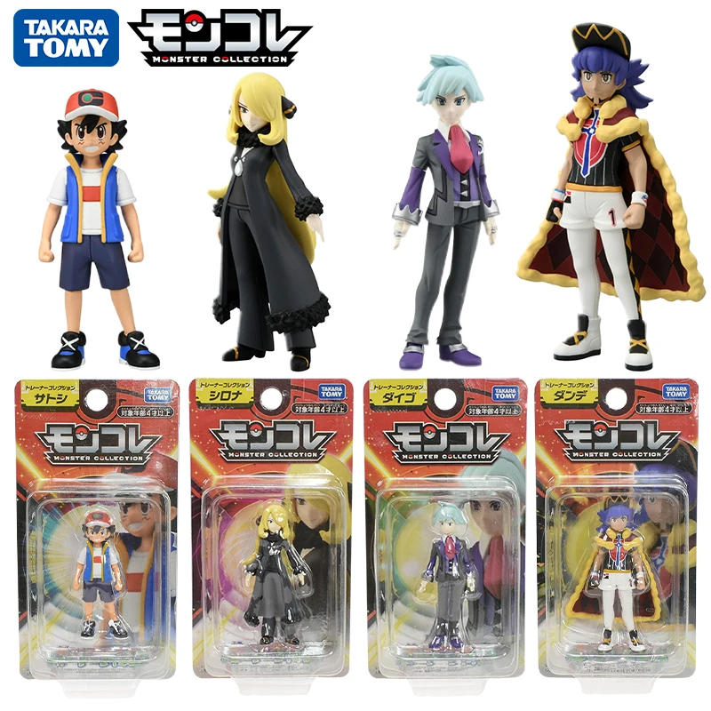 

New Pokemon Figure Ash Ketchum Leon Cynthia Steven Stone Pokemon Trainer Takara Tomy Monster Collection Seriers Toys