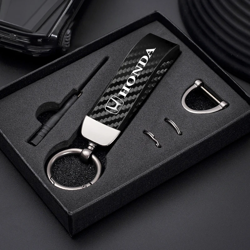 Автомобильный брелок из углеродного волокна кожаный микрофибры для Honda civic Accord Fit