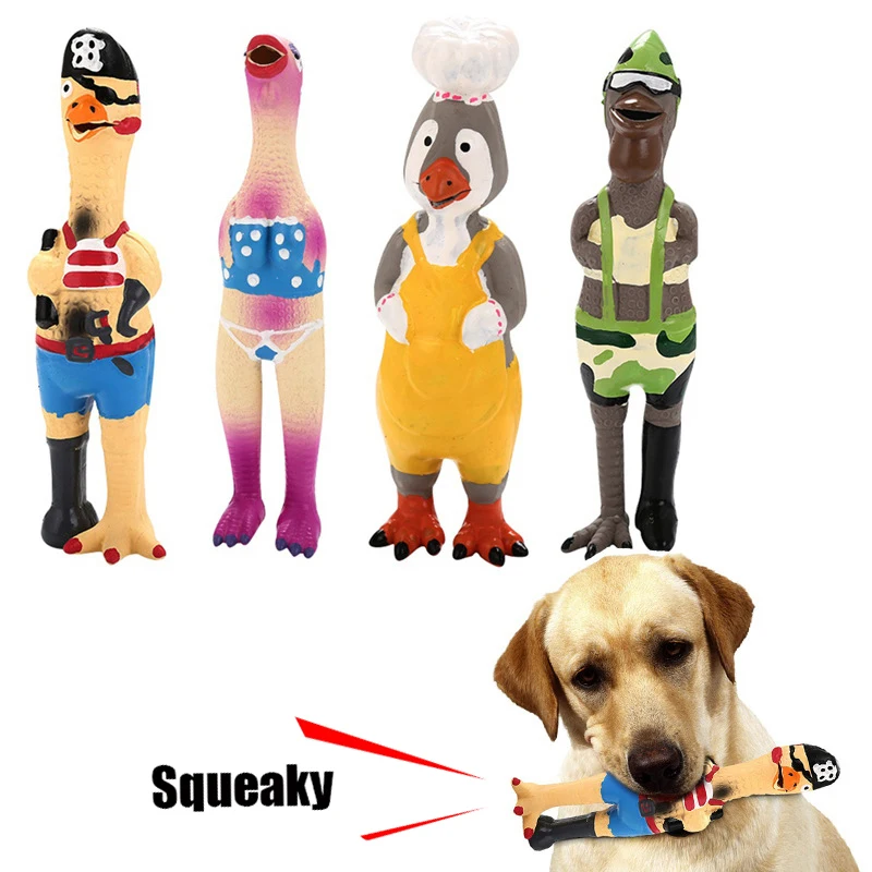 Pets Dog Toys Screaming Chicken Squeeze Sound Toy Puppy Training Interactive Toys Rubber Duck Squeaky Chew Bite Resistant Toy