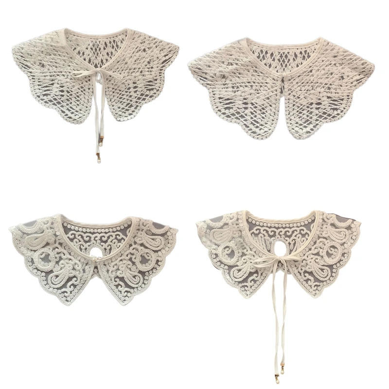 

Ложный воротник для свитера со съемной шерстяной вышивкой, прозрачный вырез