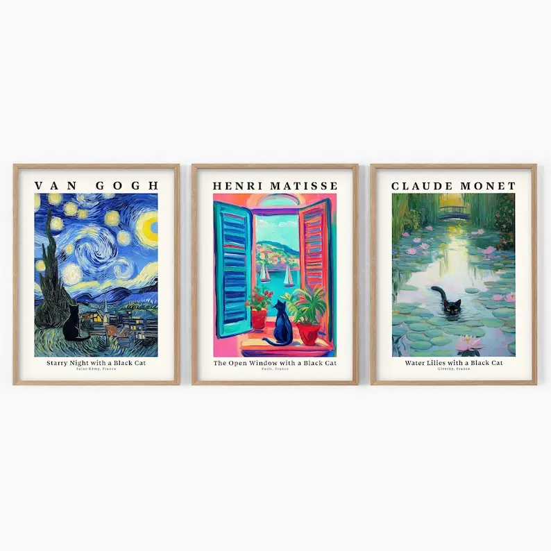 

Набор из 3 холстов с изображением кошек HALFLEMART