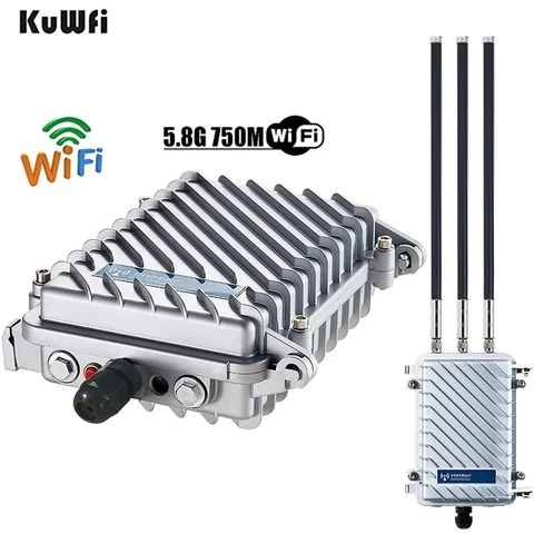 KuWFi открытый беспроводной мост WiFi точка доступа 750Mbps беспроводной повторитель 2,4G и 5,8G Wifi антенны Водонепроницаемая базовая станция AP