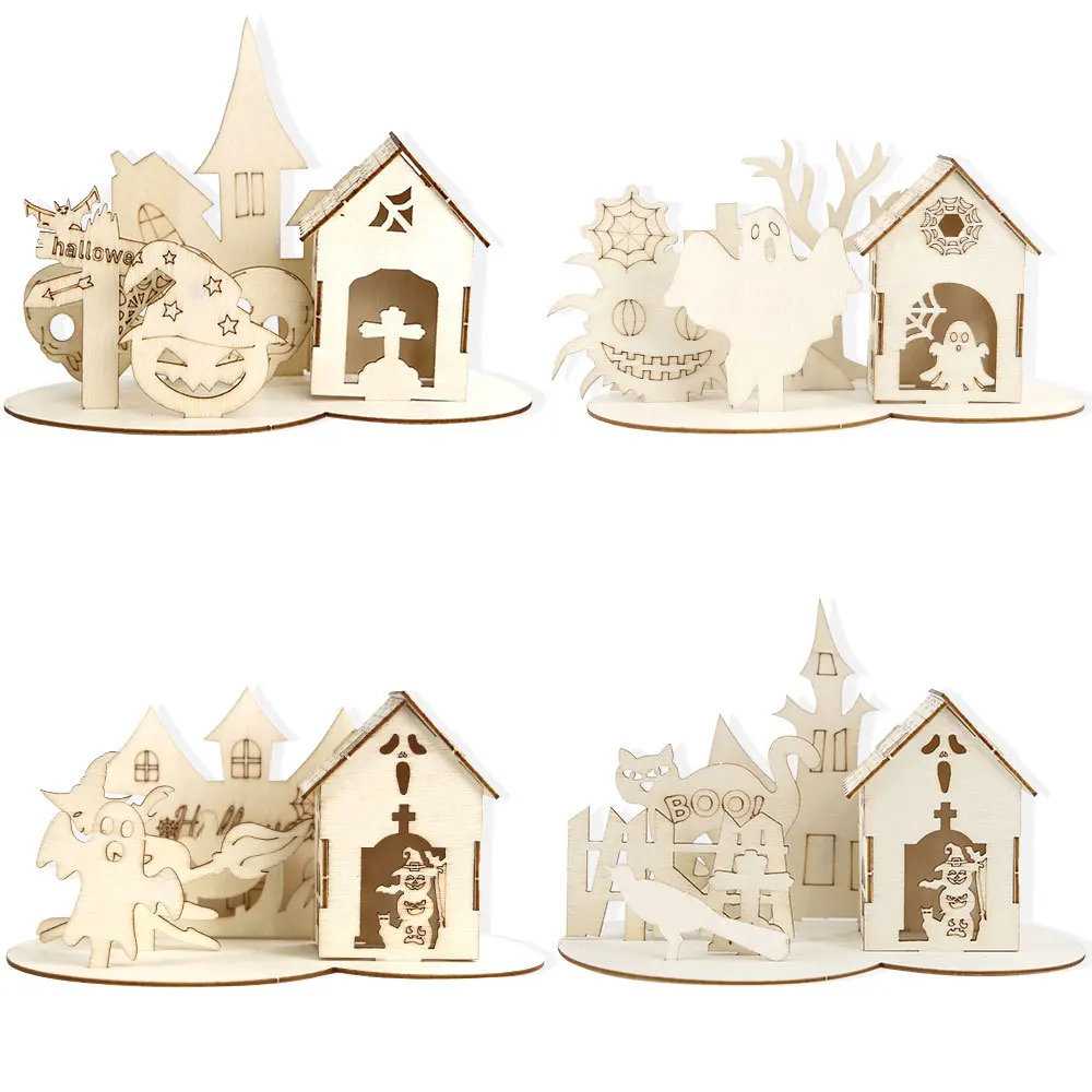 Украшение на Хэллоуин деревянное искусство украшение для дома замок с