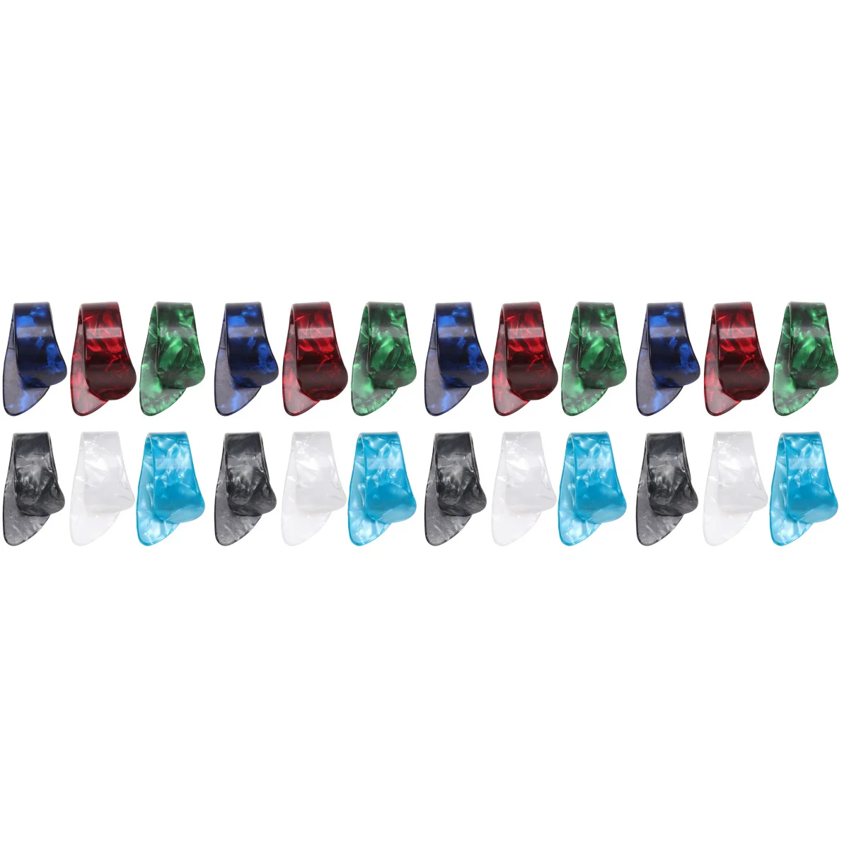 

24 pcs Thumb Finger Guitar Picks Paddles Nail Plectrums Celluloid Guitar Picks for Bass Guitar (Red/White/Black/Light Blue/Dark