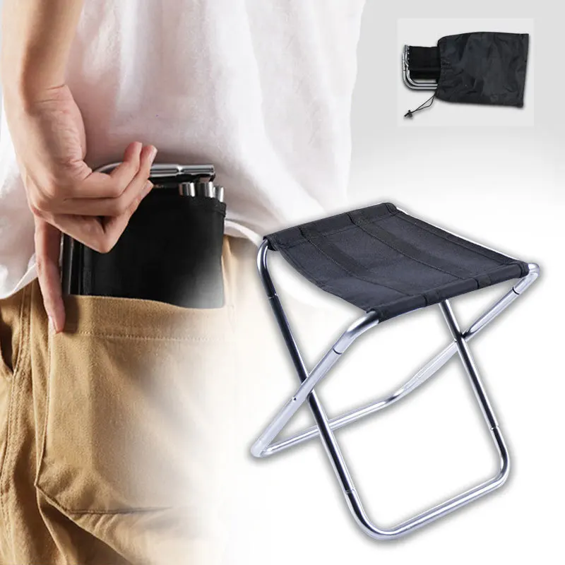 

Foldable Small Chair Aluminium Outdoor Portable Ultralight Stool For Fishing Beach Train Picnic Camp Pocket Folding Chair