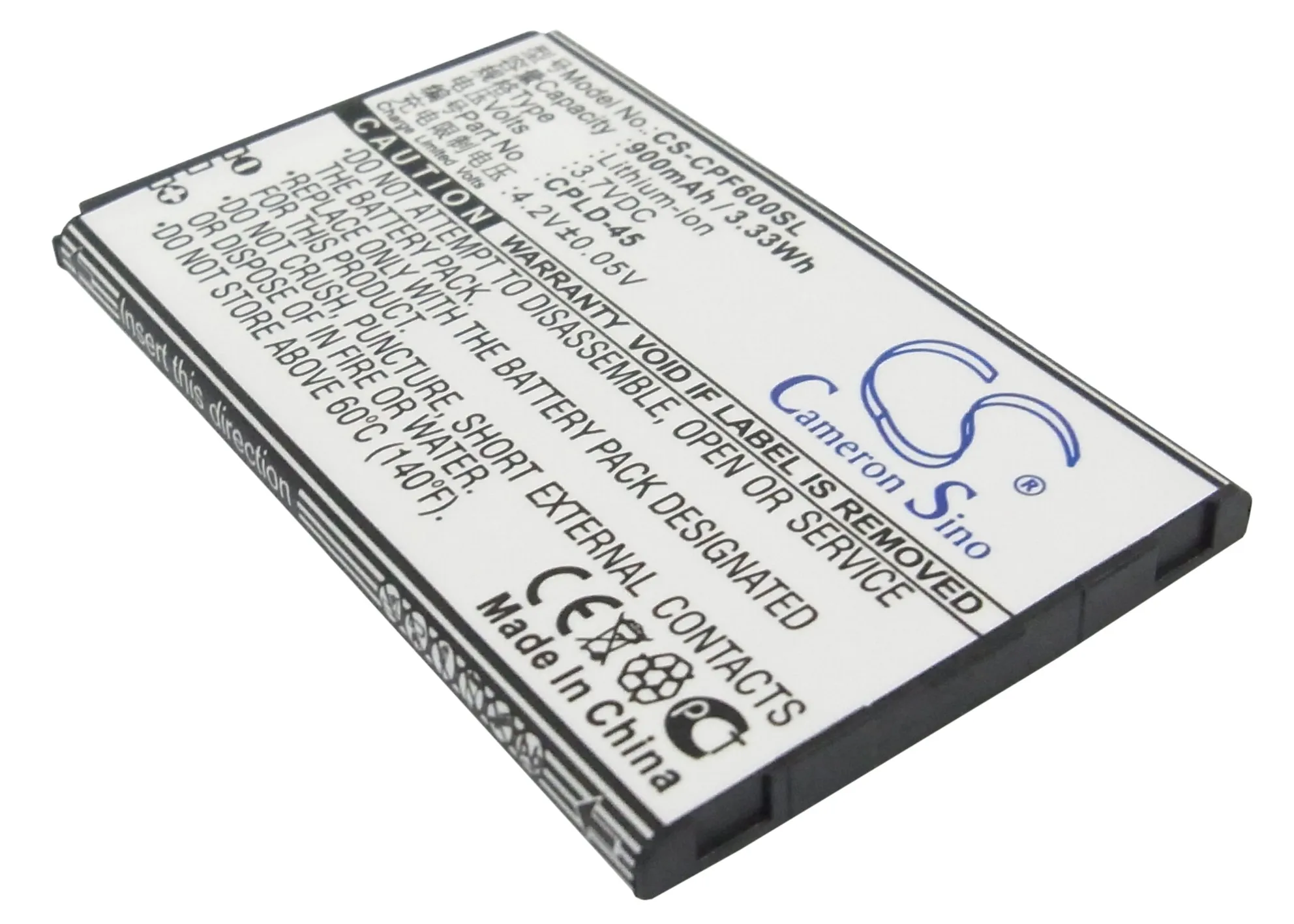 

CS 900mAh / 3.33Wh battery for Coolpad 8830, E506, F600, F618, S180 CPLD-45