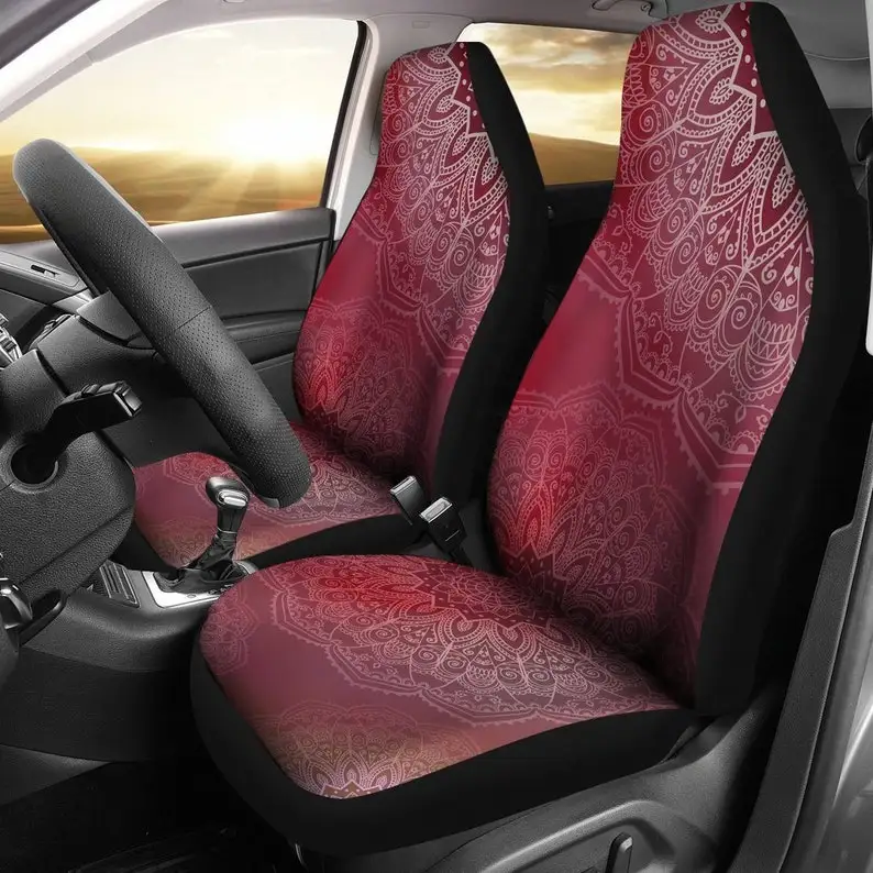 

Red Mandalas Car Seat Covers Pair, 2 Front Seat Covers, Car Seat Covers, Car Seat Protector, Car Accessory, Mandalas, Red