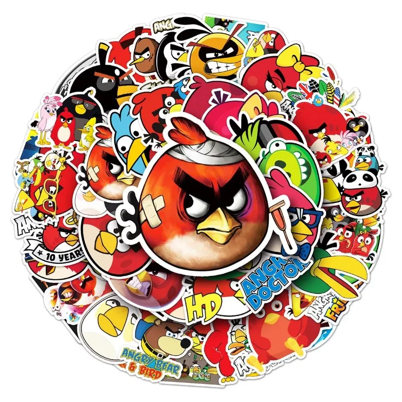 

51pcs cute Angry Birds anime cartoon graffiti stickers creative suitcase notebook mobile phone waterproof stickers holiday gift