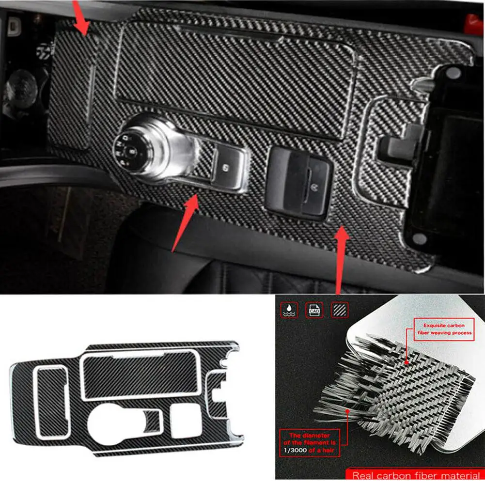

[ New Arrivals ] 1 Set Car Central Console Gear Panel Cover Trim Carbon Fiber Sticker Compatible For 2017-2020