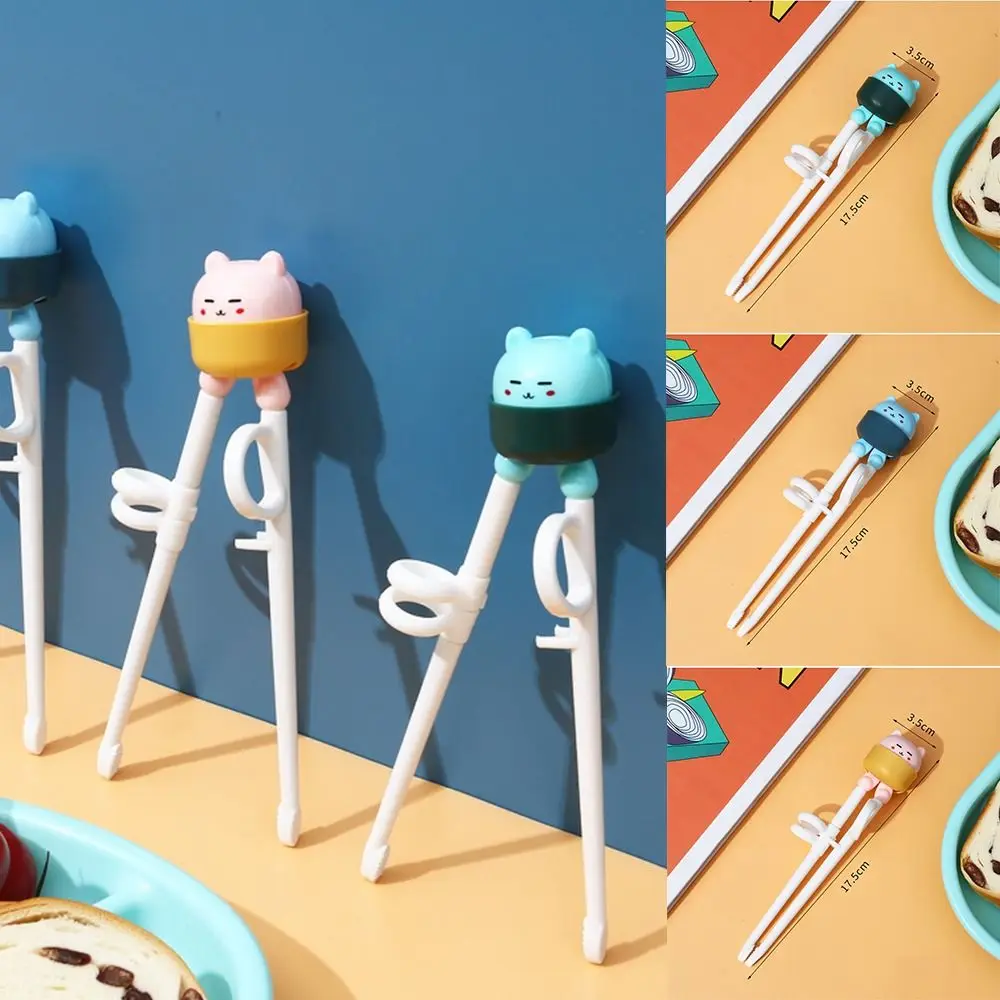 

ABS Baby Cartoon Cat Chopsticks Portable Eating Practice Chopsticks Silica gel Plastic Kitchen Tableware Eating Training