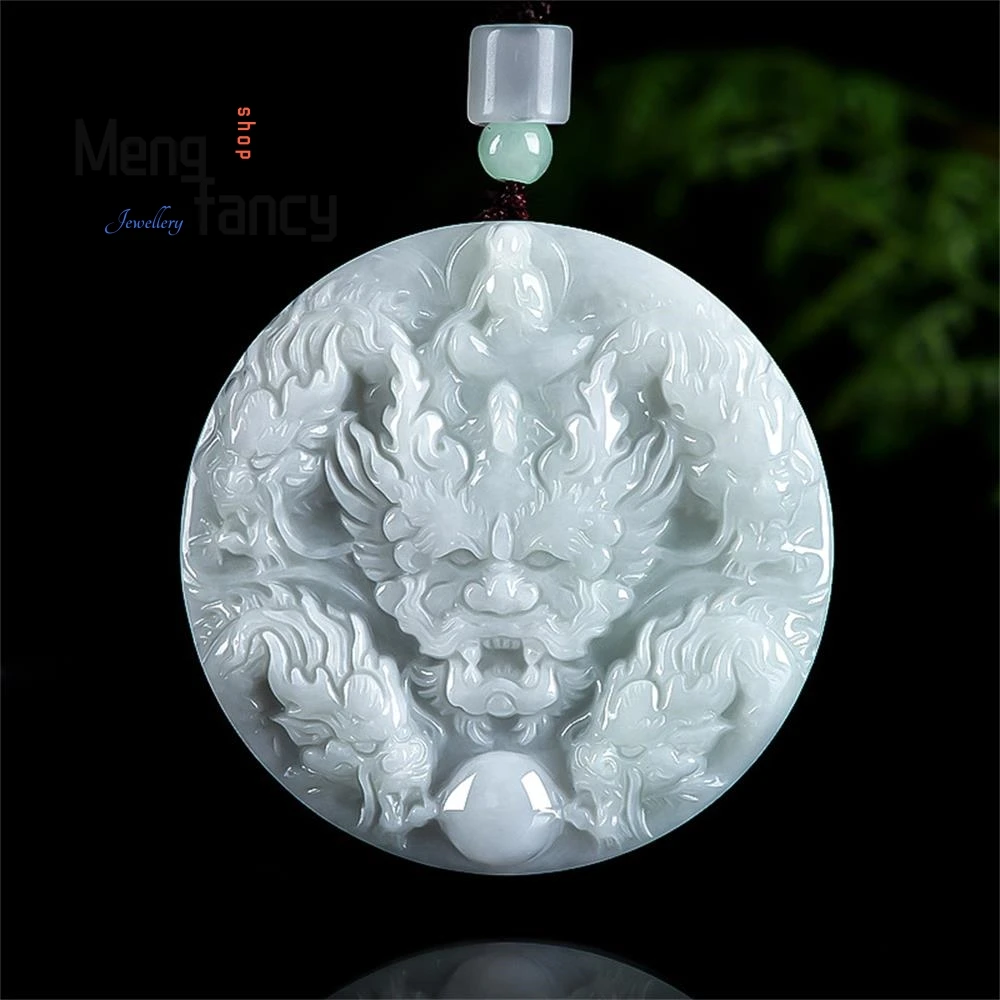 Натуральный Мьянманский жадеит с девятью драконами для защиты зодиака Лорда