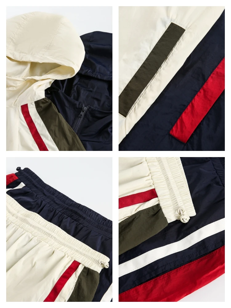 Модная японская одежда Nted в стиле пэчворк контрастных цветов Солнцезащитная UPF50