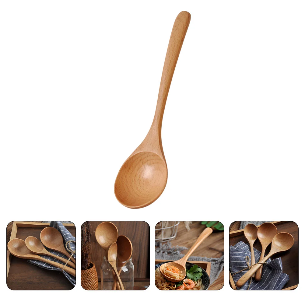 

Деревянная ложка для супа, кухонная ложка с длинной ручкой, сервировочная ложка для еды, ложка для риса