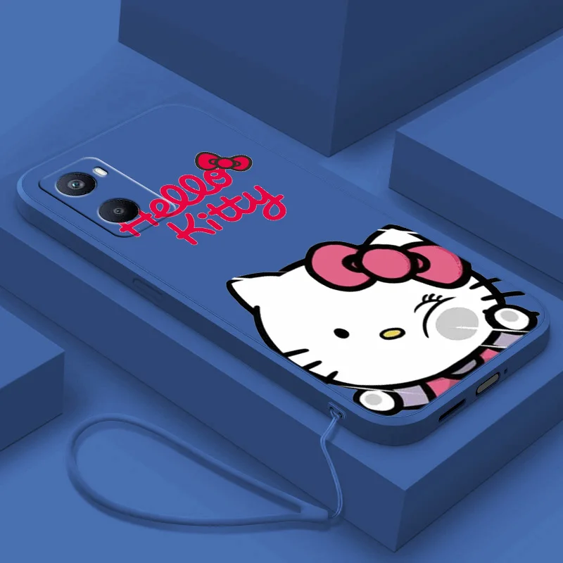 Anime Hello Kitty Phone Case For OPPO F21 F9 F7 F5 Find X5 X3 X2 Neo A16S A5 2020 Pro Lite Liquid Rope Funda Cover