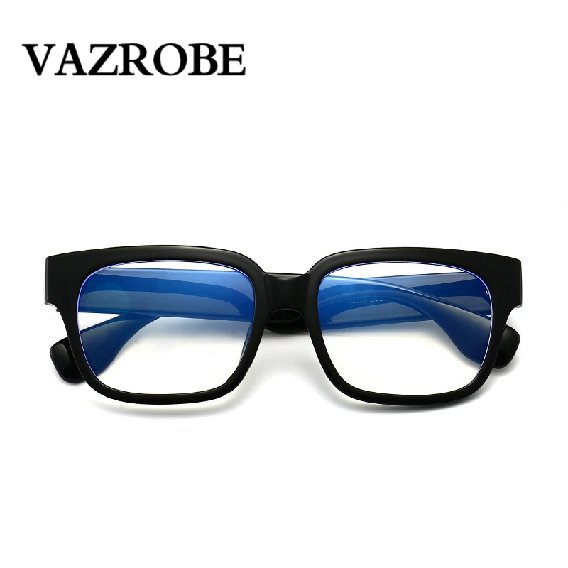 Vazrobe שחור משקפיים מסגרת זכר נשים שקוף משקפיים TR90 עבה רחב מקדש משקפיים אנטי כחול משקפי מחשב