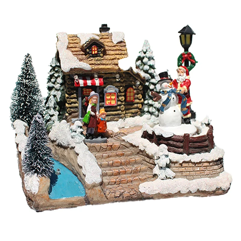 

Christmas Glowing Christmas Houses Village Christmas Decorations Snow House with LED Light for Home Decor B