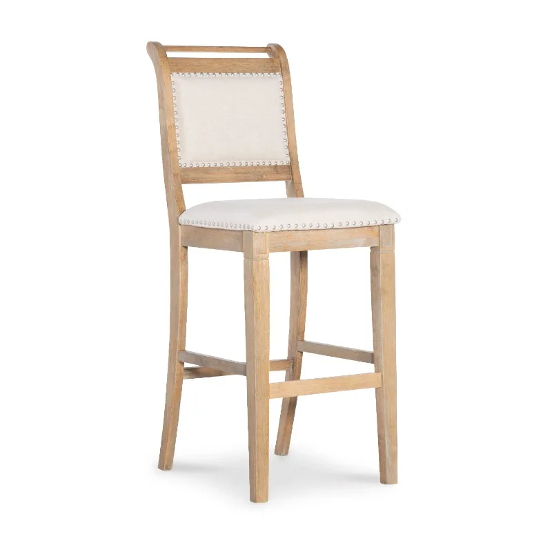 

Linon Findley 30" Bar Stool, Rustic Graywash with Natural Fabric