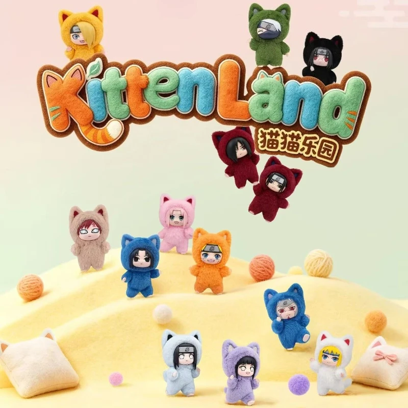 Фото Плюшевая кукла EAKI Naruto Kitten Land: Слепая коробка с милыми фигурками кошек в косплее (Узумаки, Саске, Сакура, Итачи) – мягкие игрушки для фанатов, подарок №1