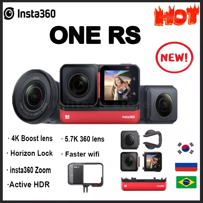 Insta360 ONE RS-водонепроницаемая Экшн-камера 4K 60fps и камера 5 7 K 360 со сменными