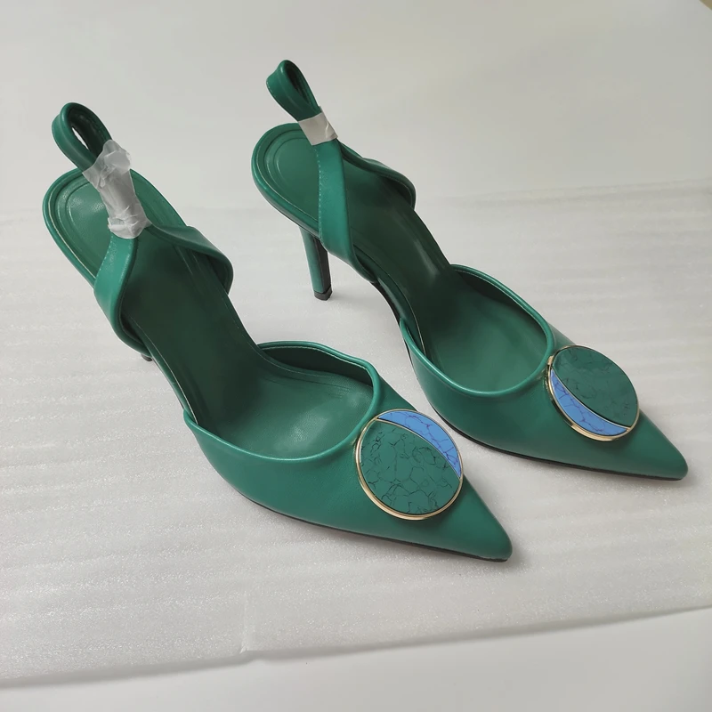 

Женские однобортные туфли Стразы, зеленые модные пикантные босоножки с острым носком на высоком каблуке-шпильке, туфли-лодочки, лето 2022